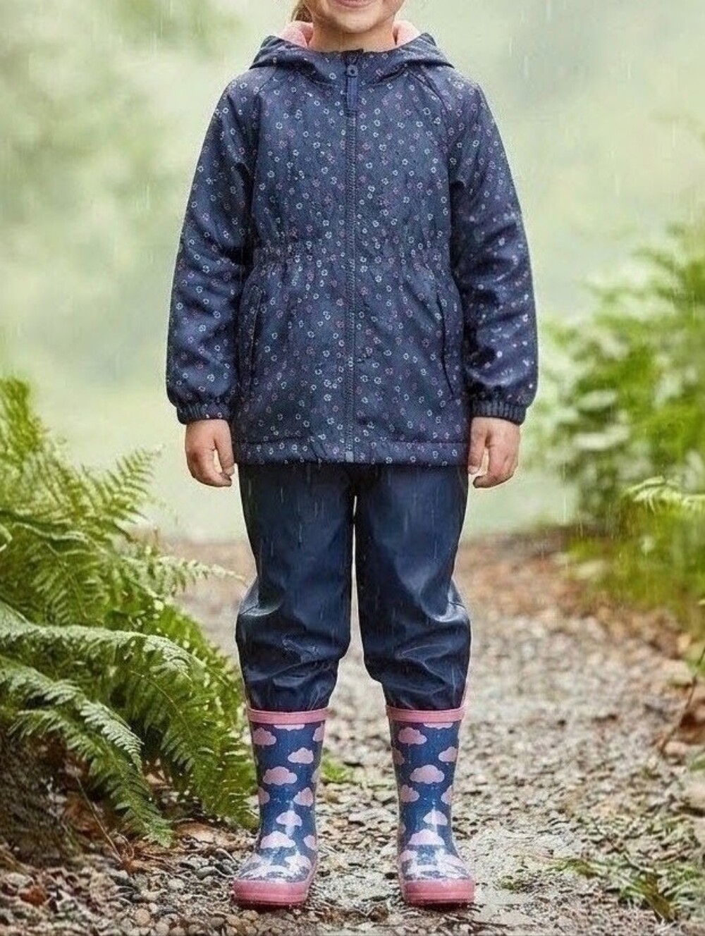 OshKosh Floral Waterproof Fleece Lined Hooded Jacket Girls Size 6-6X